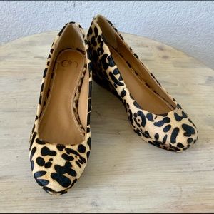 Kelsi Dagger “Geena” Calf Hair Leopard Print Wedges 7M